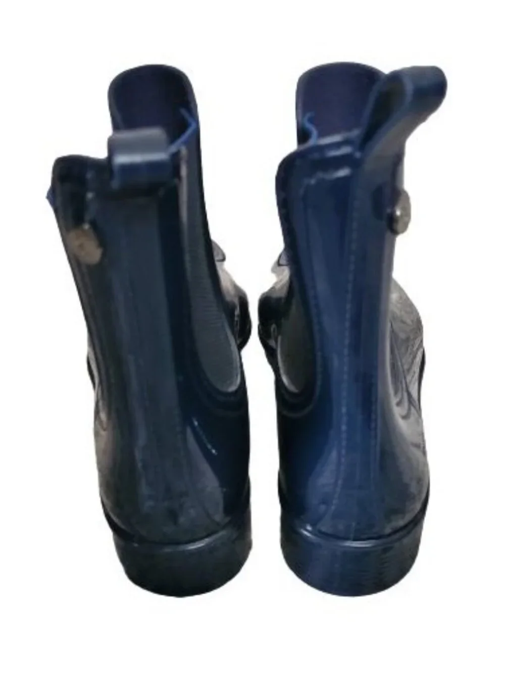 Igor Made In Spain Shiny Urban PVC Ankle Rain Boots Navy Blue Women's Size 6.5